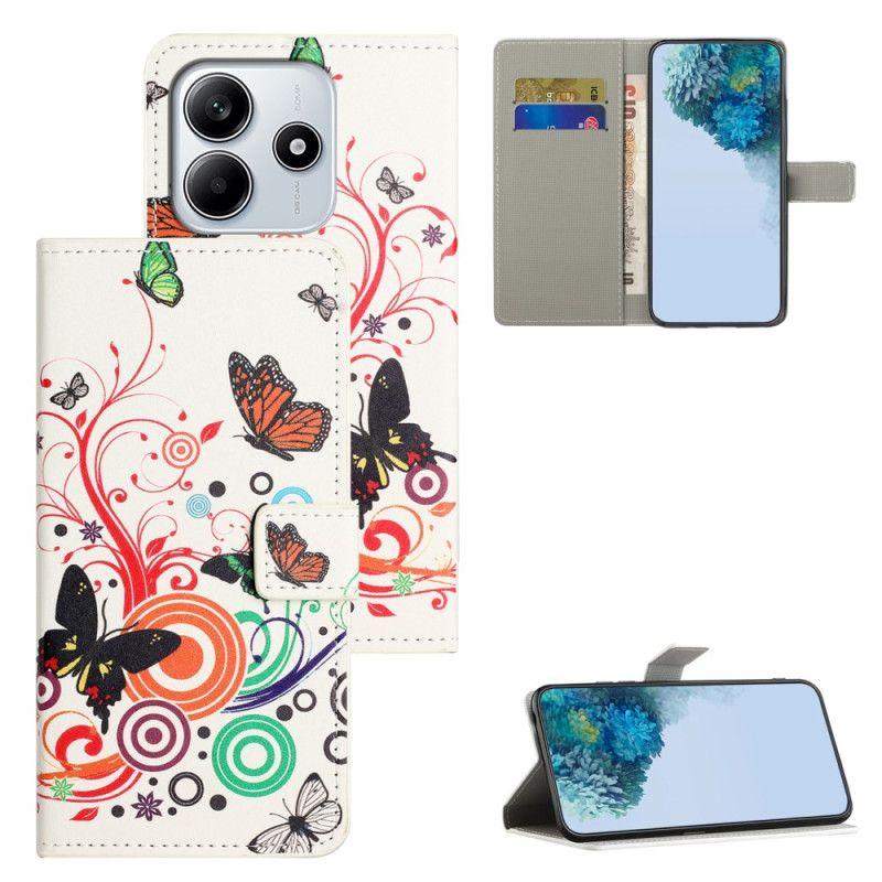 Etui Folio Xiaomi Redmi Note 14 4g Motyle Na Białym Tle Etui Ochronne