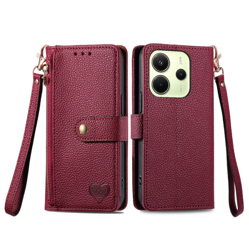 Etui Folio Xiaomi Redmi Note 14 4g Portfel Z Wzorem Serca Etui Ochronne