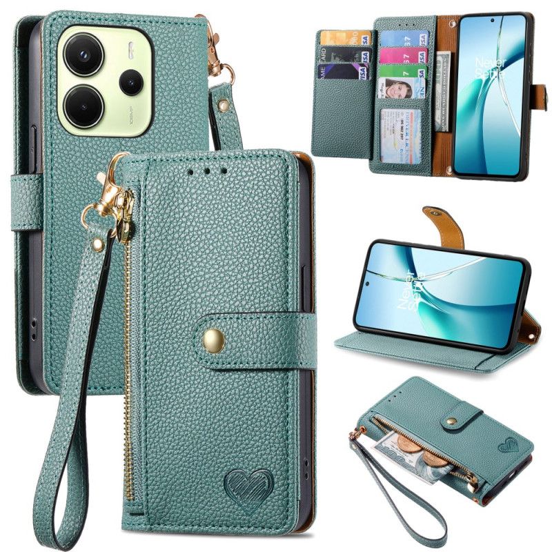 Etui Folio Xiaomi Redmi Note 14 4g Portfel Z Wzorem Serca Etui Ochronne