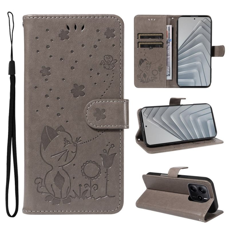 Etui Folio Xiaomi Redmi Note 14 4g Pszczoła I Kot