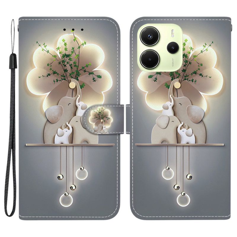 Etui Folio Xiaomi Redmi Note 14 4g Słonie Etui Ochronne