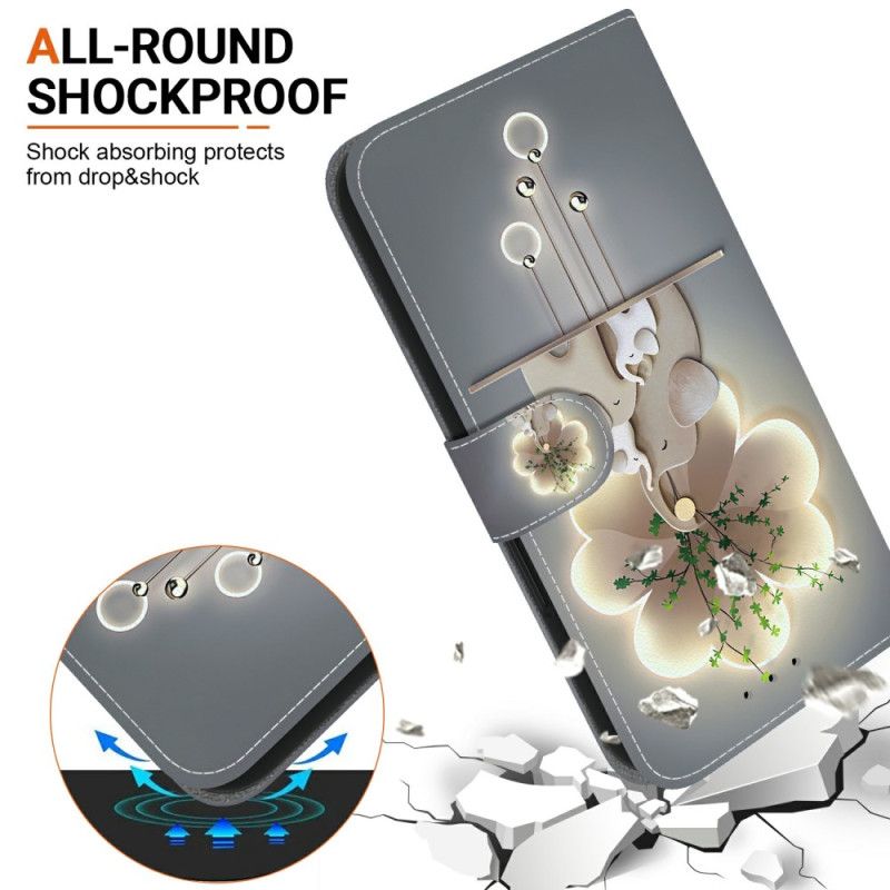 Etui Folio Xiaomi Redmi Note 14 4g Słonie Etui Ochronne