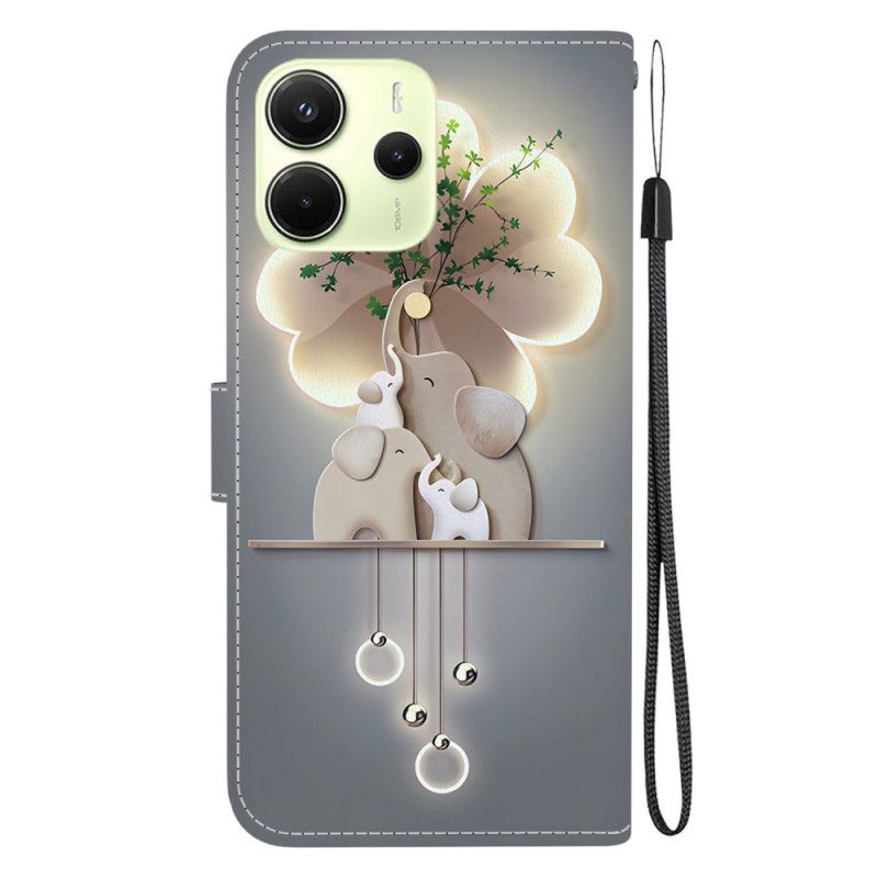 Etui Folio Xiaomi Redmi Note 14 4g Słonie Etui Ochronne