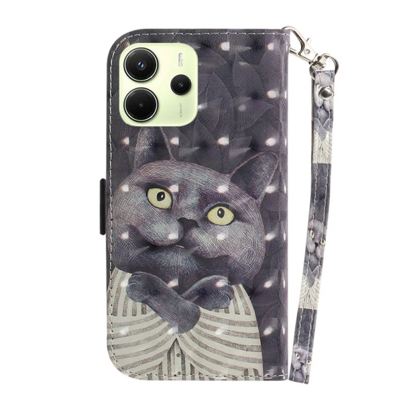 Etui Folio Xiaomi Redmi Note 14 4g Szary Kot Z Paskiem Etui Ochronne