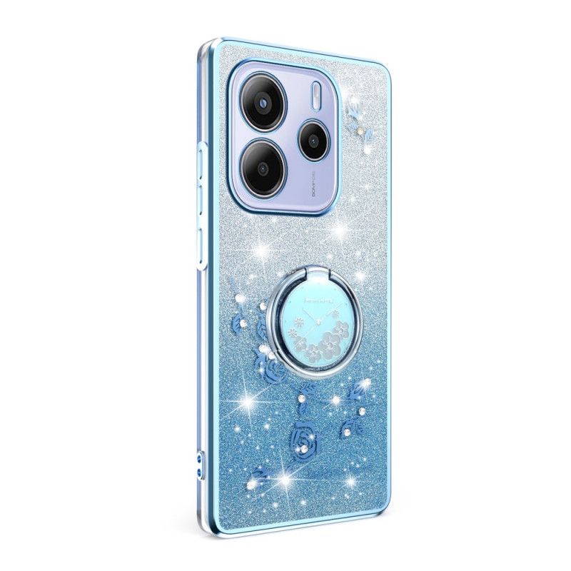 Futerały Xiaomi Redmi Note 14 4g Etui Na Telefon Uchwyt Na Pierścionek Z Kryształkami I Kwiatami