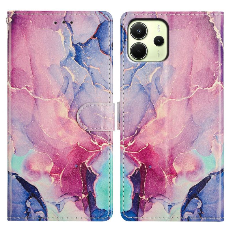 Skórzany Futerał Xiaomi Redmi Note 14 4g Etui Na Telefon Kolorowy Marmur