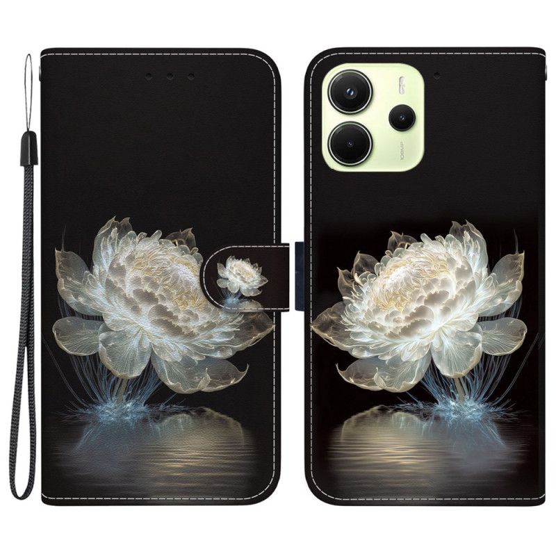 Skórzany Futerał Xiaomi Redmi Note 14 4g Etui Na Telefon Kryształowa Piwonia