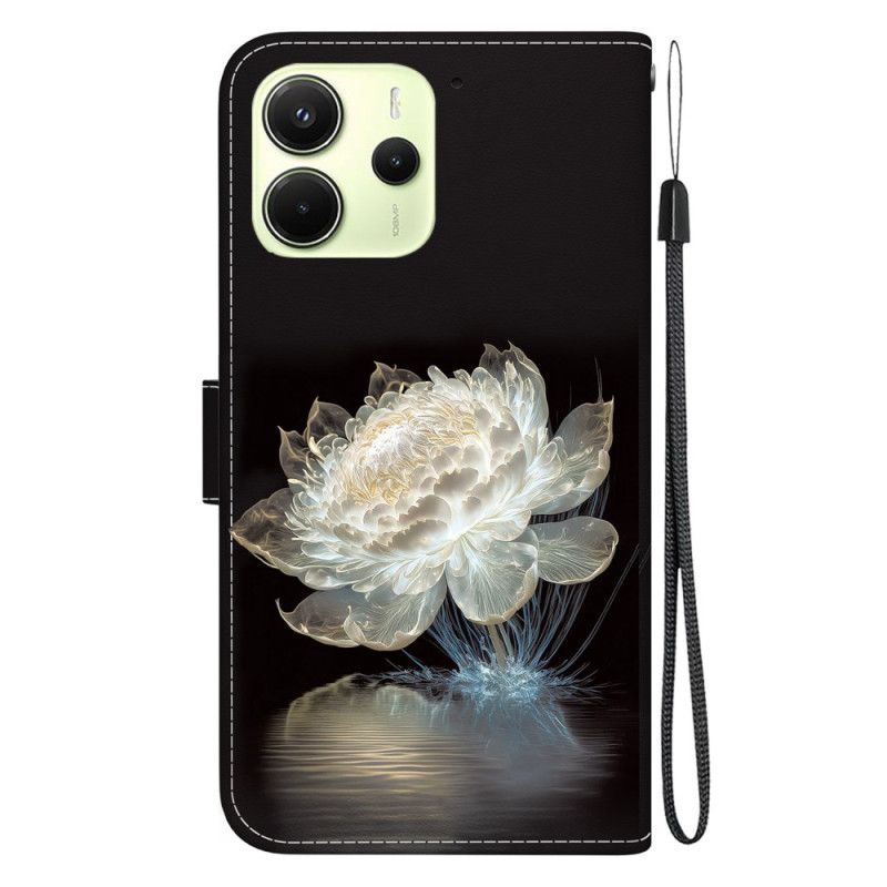 Skórzany Futerał Xiaomi Redmi Note 14 4g Etui Na Telefon Kryształowa Piwonia