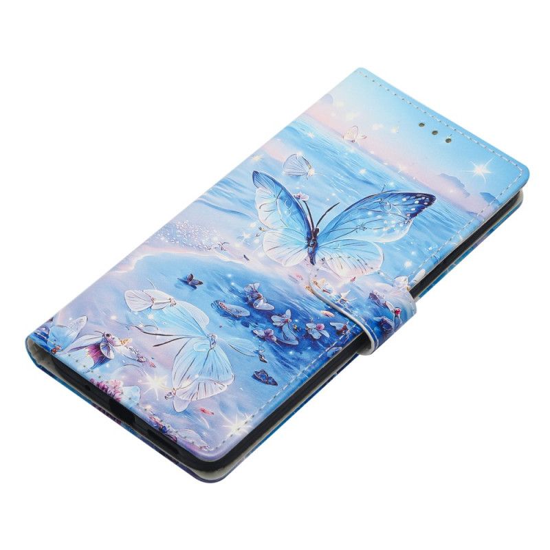 Skórzany Futerał Xiaomi Redmi Note 14 4g Etui Na Telefon Motyl Oceaniczny