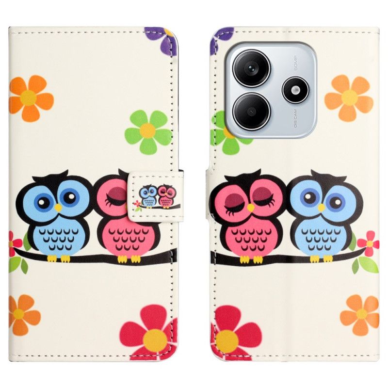 Skórzany Futerał Xiaomi Redmi Note 14 4g Etui Na Telefon Para Sów