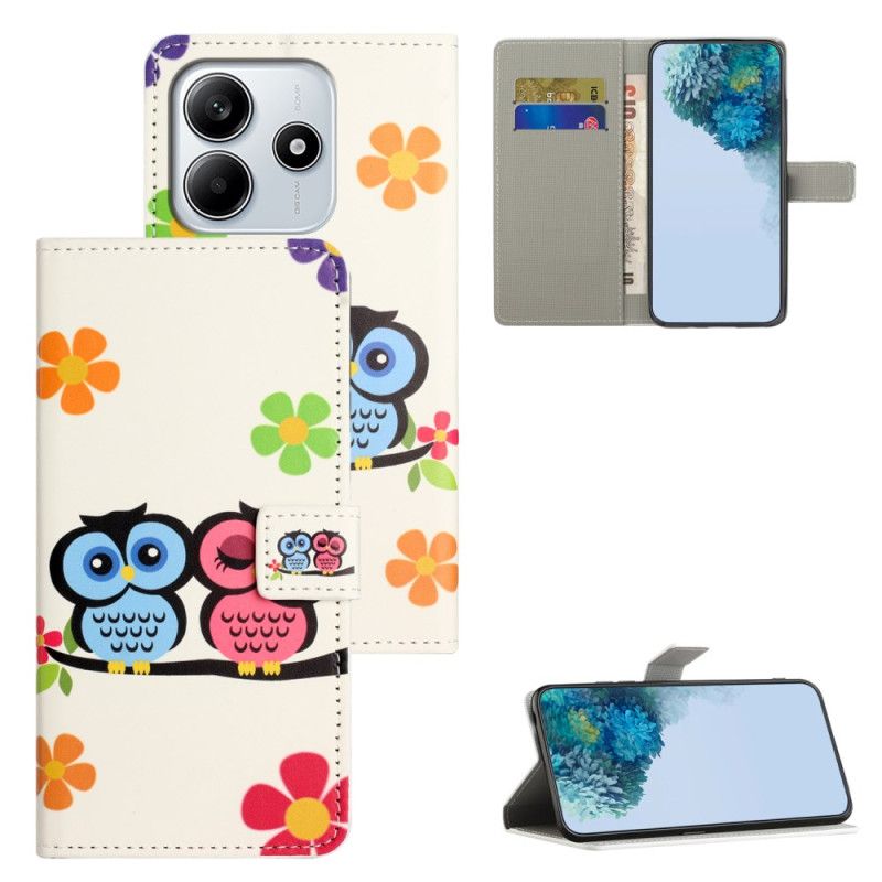 Skórzany Futerał Xiaomi Redmi Note 14 4g Etui Na Telefon Para Sów