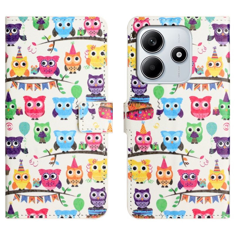 Skórzany Futerał Xiaomi Redmi Note 14 4g Etui Na Telefon Plemię Sów