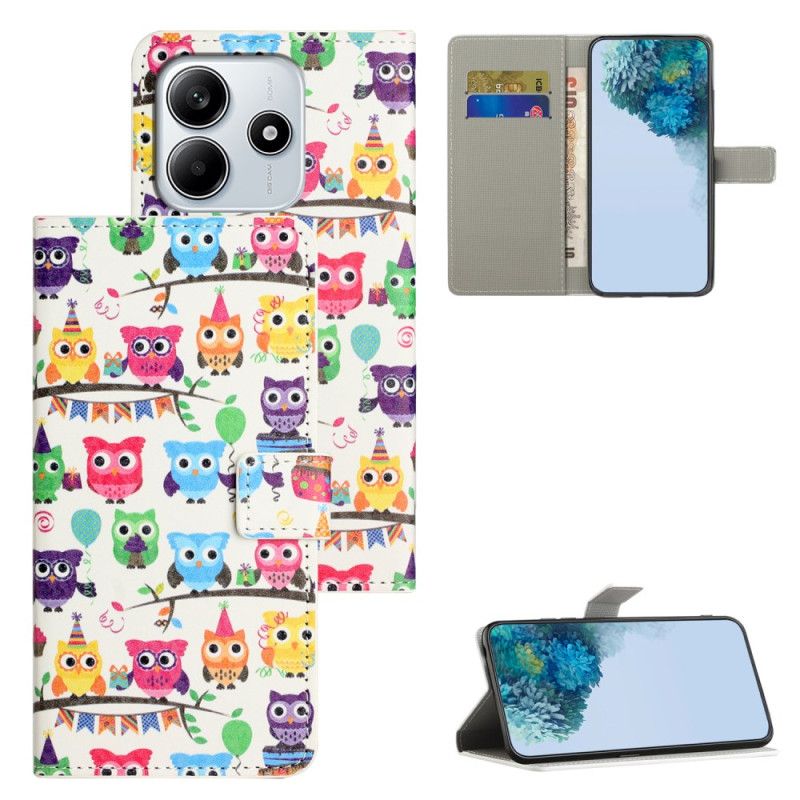 Skórzany Futerał Xiaomi Redmi Note 14 4g Etui Na Telefon Plemię Sów