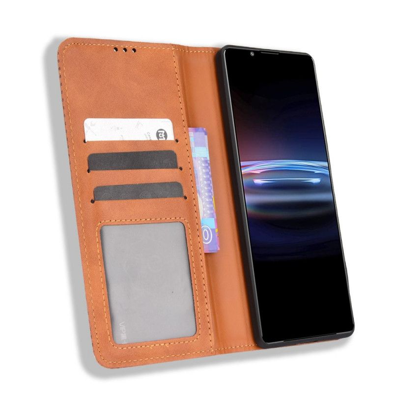 Flip Kotelot Do Sony Xperia Pro-i Stylizowany Efekt Skóry W Stylu Vintage