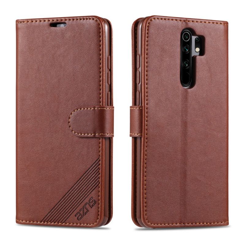 Etui Folio Xiaomi Redmi 9 Czerwony Czarny Azns Imitacja Skóry Etui Ochronne