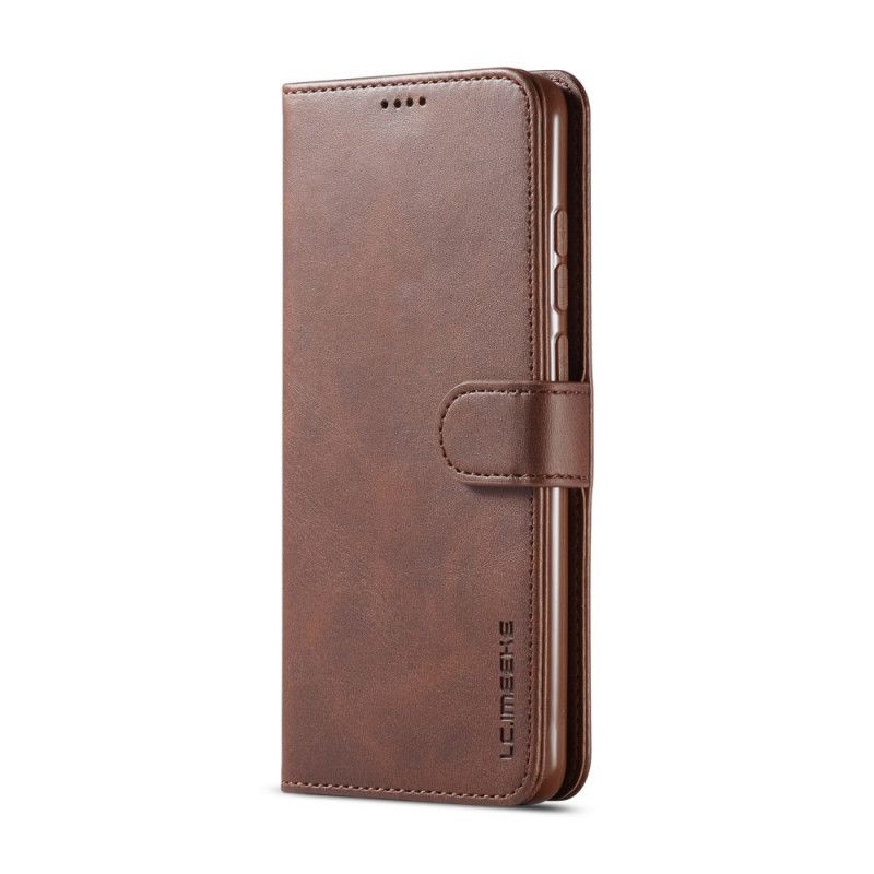 Etui Folio Xiaomi Redmi 9 Szary Czarny Lc.Imeeke Efekt Skóry Etui Ochronne