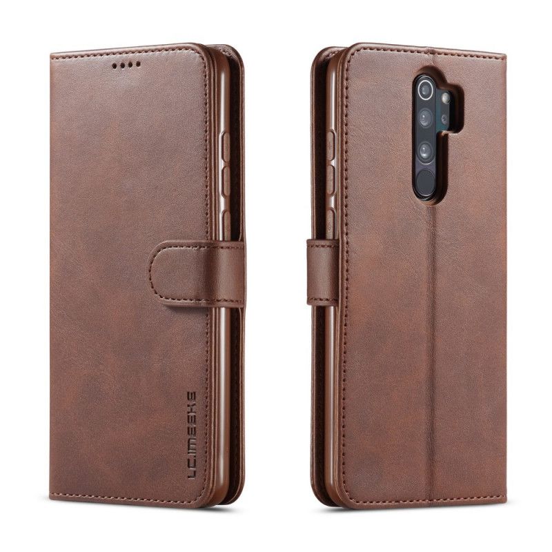 Etui Folio Xiaomi Redmi 9 Szary Czarny Lc.Imeeke Efekt Skóry Etui Ochronne