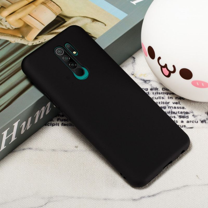 Etui Xiaomi Redmi 9 Czerwony Czarny Płynny Silikon Z Paskiem