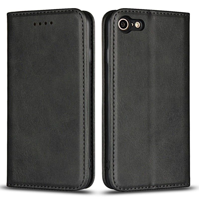 Flip Kotelot iPhone 7 / 8 / SE 2 Czerwony Czarny Szwy Ze Sztucznej Skóry Premium Etui Ochronne