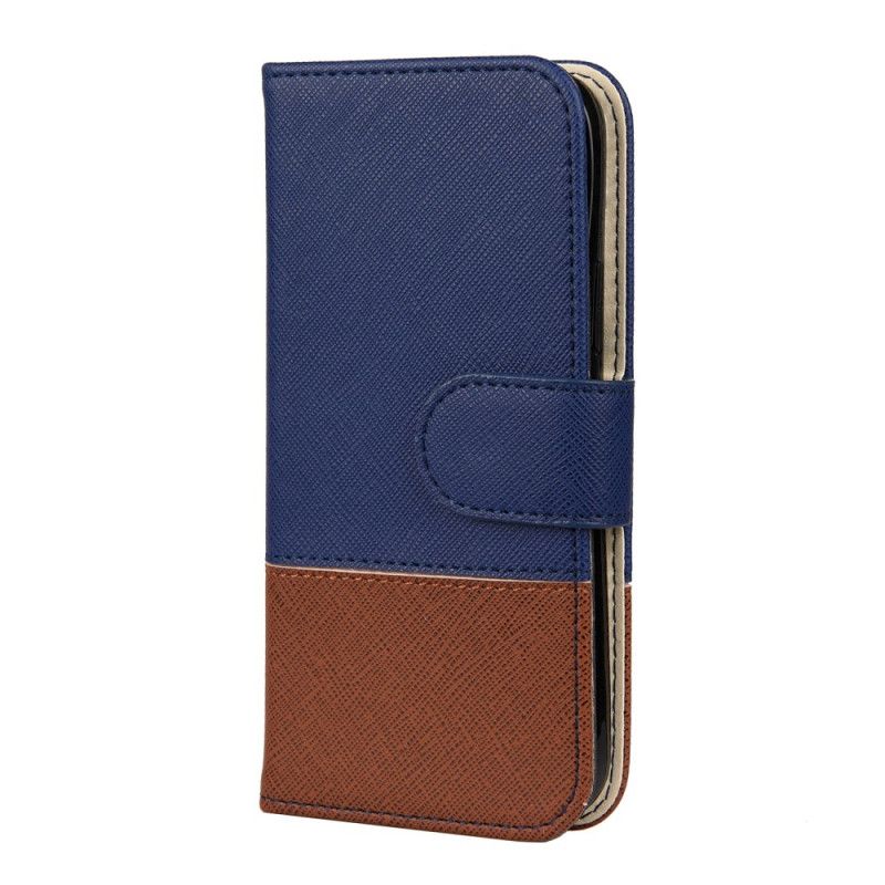 Etui Folio iPhone 12 Mini Szary Czarny Dwukolorowa Sztuczna Skóra Etui Ochronne