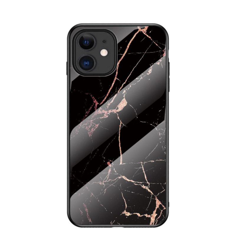 Etui iPhone 12 Mini Biały Czarny Szkło Hartowane W Kolorze Marmuru Etui Ochronne