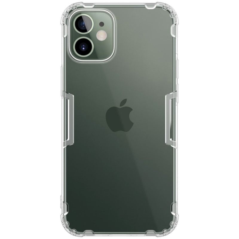 Etui iPhone 12 Mini Szary Biały Naturalna Przezroczysta Skóra Nillkin
