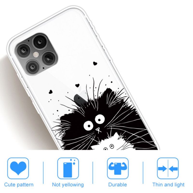 Futerały iPhone 12 Mini Biały Czarny Etui na Telefon Obserwuj Koty