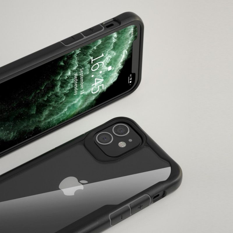 Futerały iPhone 12 Mini Czerwony Czarny Etui na Telefon Przezroczysta Hybryda Z Silikonowymi Krawędziami