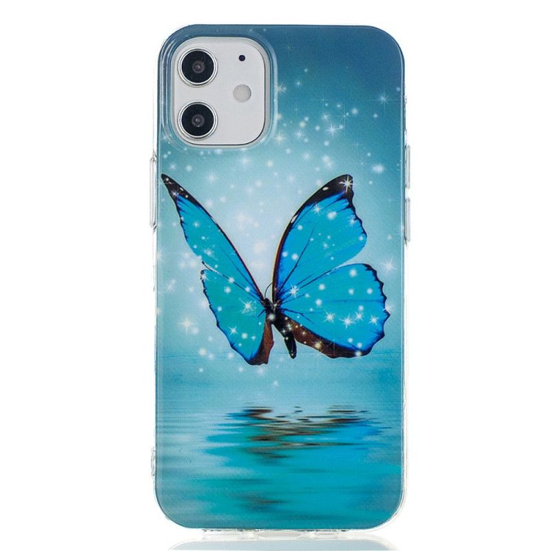 Futerały iPhone 12 Mini Etui na Telefon Fluorescencyjny Niebieski Motyl