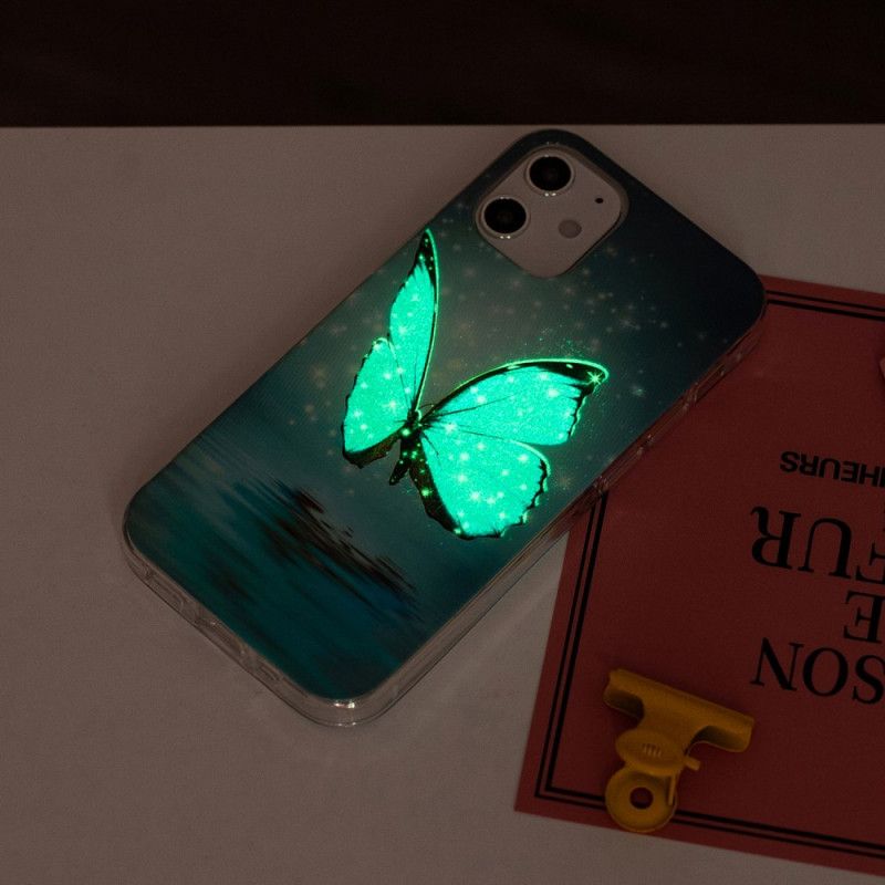 Futerały iPhone 12 Mini Etui na Telefon Fluorescencyjny Niebieski Motyl