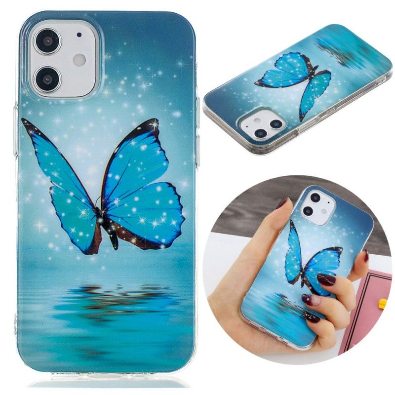 Futerały iPhone 12 Mini Etui na Telefon Fluorescencyjny Niebieski Motyl