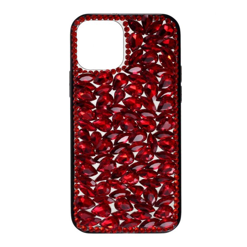Futerały iPhone 12 Mini Etui na Telefon Silikon I Czerwone Kamienie