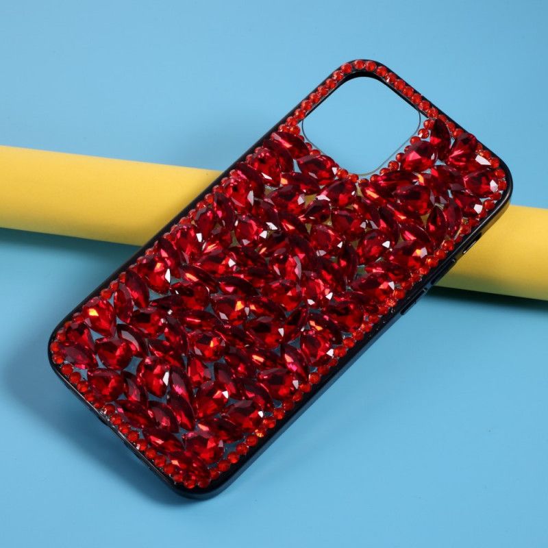 Futerały iPhone 12 Mini Etui na Telefon Silikon I Czerwone Kamienie