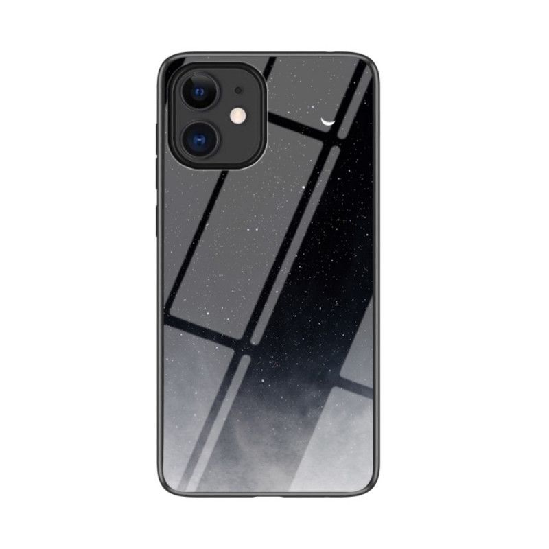 Futerały iPhone 12 Mini Szary Czarny Hartowane Szkło Gwiaździste Niebo