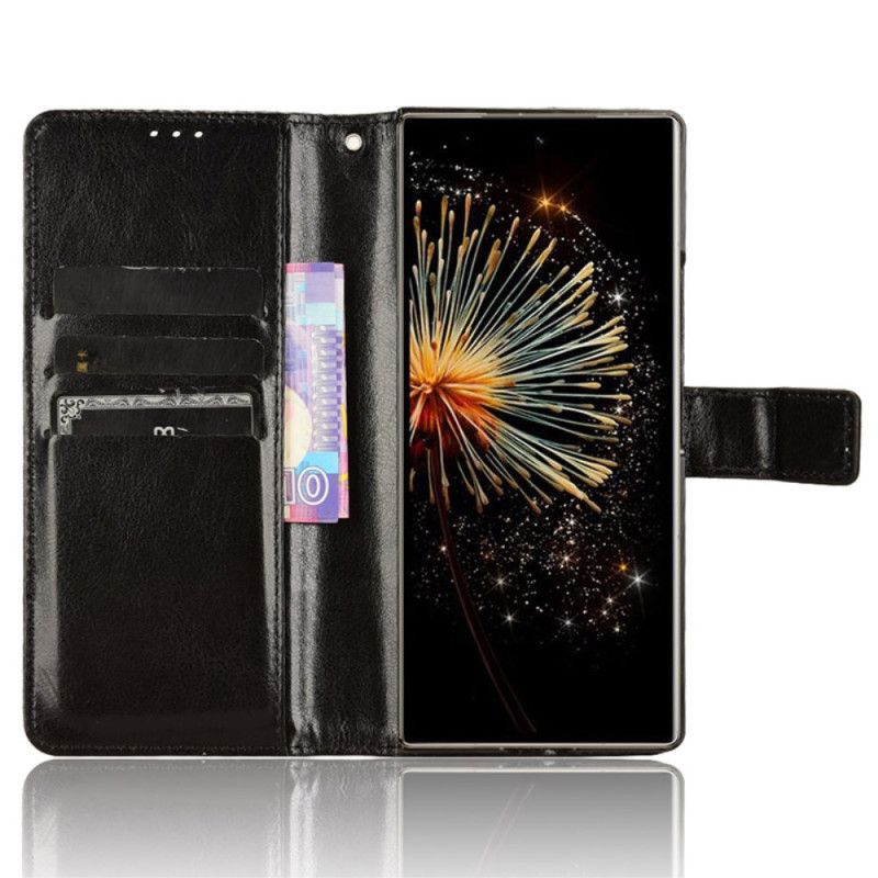 Skórzany Futerał Xiaomi Mix Fold 3 Etui Na Telefon Błyszcząca Sztuczna Skóra Z Paskiem