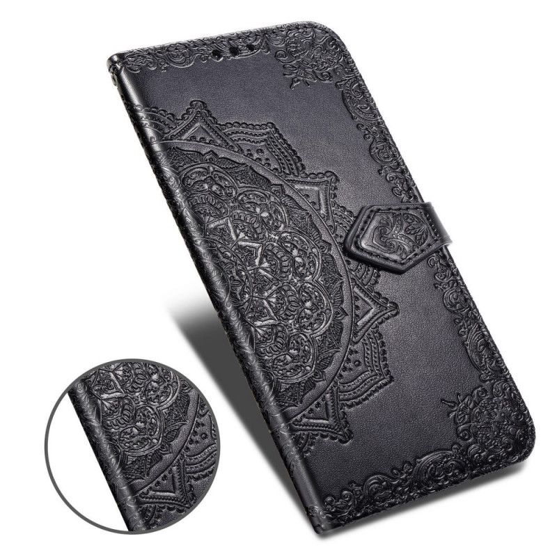 Etui Folio OnePlus 7T Szary Czarny Mandala W Średnim Wieku Etui Ochronne