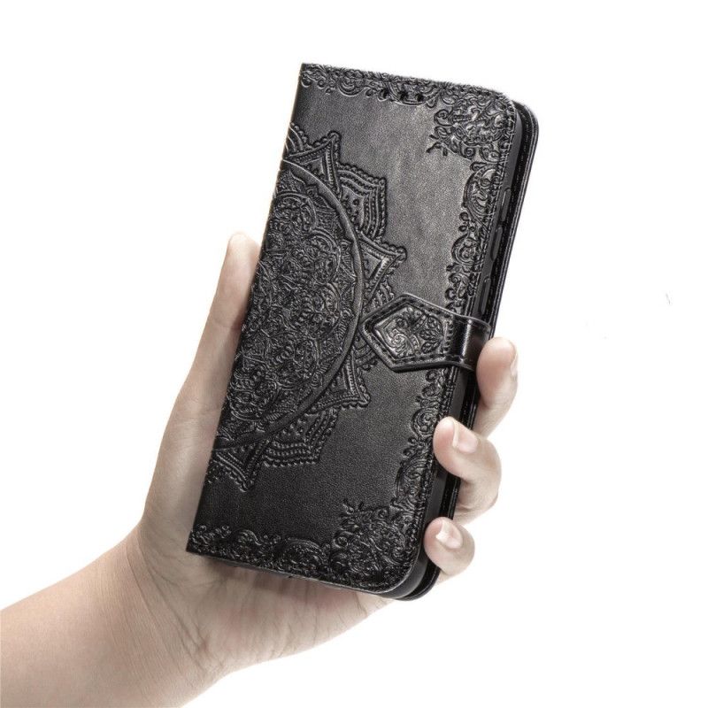 Etui Folio OnePlus 7T Szary Czarny Mandala W Średnim Wieku Etui Ochronne