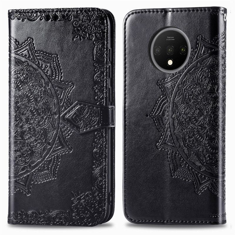 Etui Folio OnePlus 7T Szary Czarny Mandala W Średnim Wieku Etui Ochronne