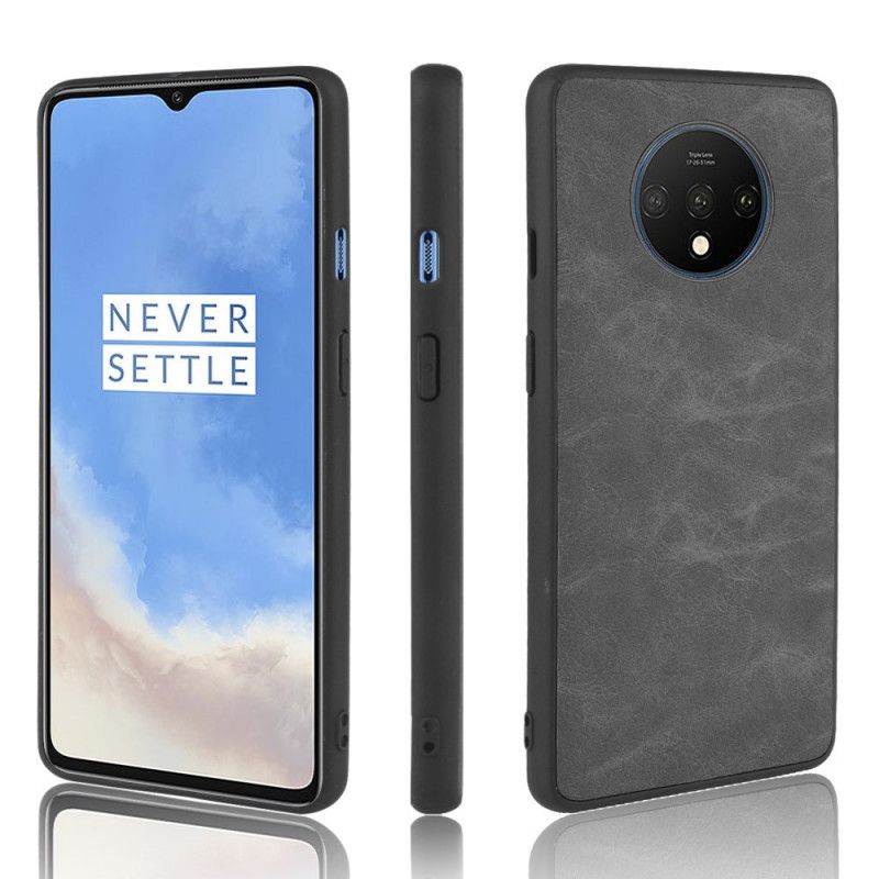 Etui OnePlus 7T Granatowy Szary Efekt Skóry Premium Etui Ochronne