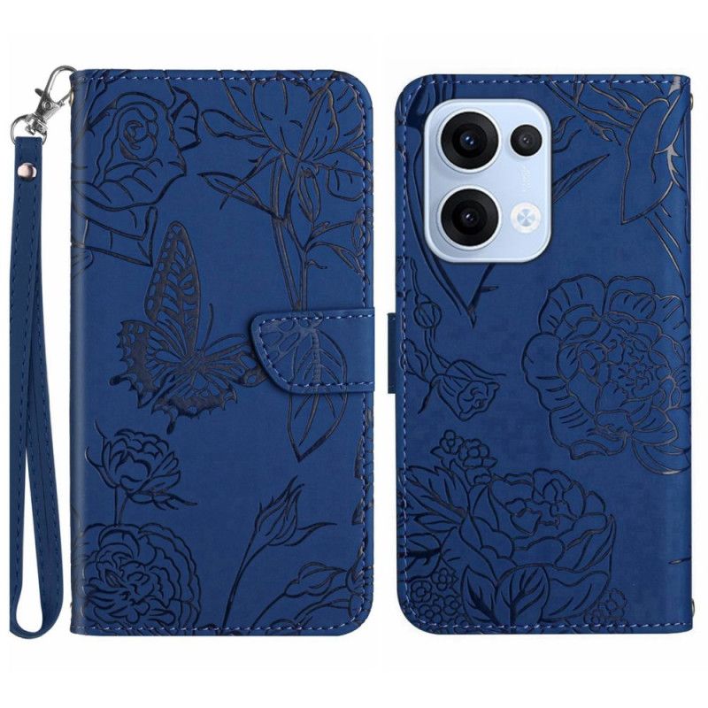 Etui Folio Do Oppo Reno 13 5g Pasek Z Nadrukiem Motyla