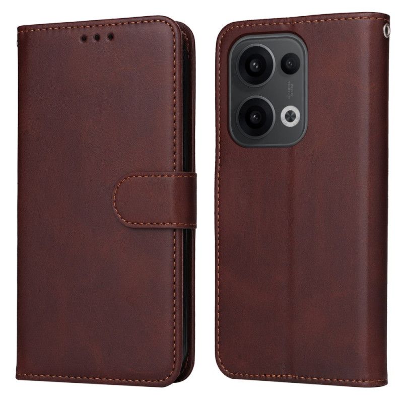 Etui Folio Oppo Reno 13 5g Gładki Efekt Skóry Z Paskiem Etui Ochronne