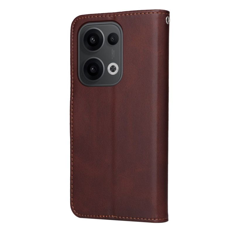 Etui Folio Oppo Reno 13 5g Gładki Efekt Skóry Z Paskiem Etui Ochronne