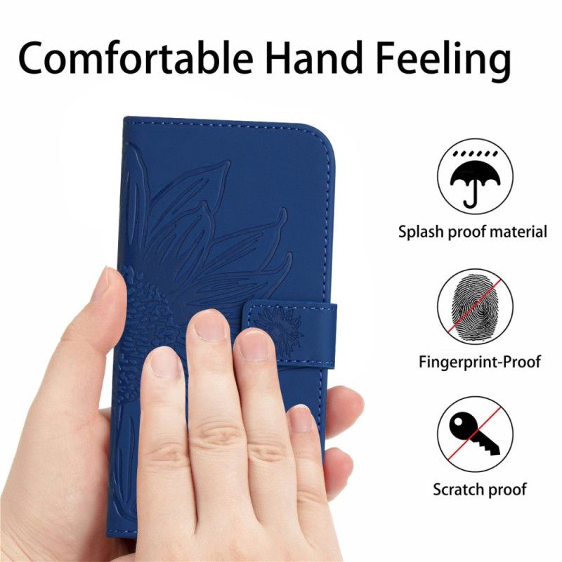 Etui Folio Oppo Reno 13 5g Nadruk Słonecznika Z Paskiem Etui Ochronne