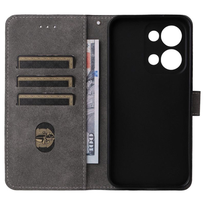 Etui Folio Oppo Reno 13 5g Ochrona Rfid Z Efektem Zamszu Pasek Etui Ochronne