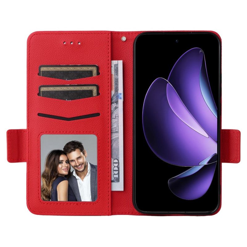 Etui Folio Oppo Reno 13 5g Pasek Ze Sztucznej Skóry Liczi
