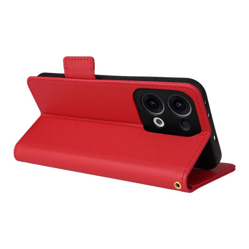 Etui Folio Oppo Reno 13 5g Pasek Ze Sztucznej Skóry Liczi