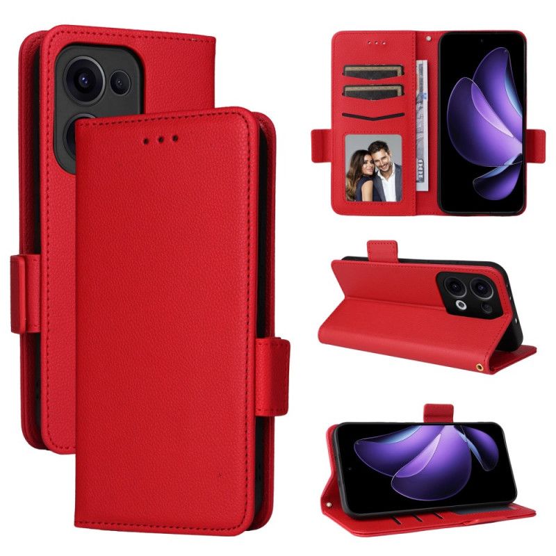 Etui Folio Oppo Reno 13 5g Pasek Ze Sztucznej Skóry Liczi