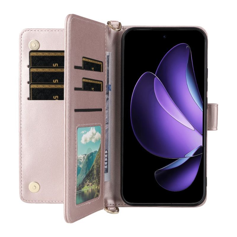 Etui Folio Oppo Reno 13 5g Retro Design Z Paskiem I Paskiem Na Ramię Etui Ochronne