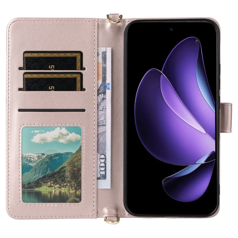 Etui Folio Oppo Reno 13 5g Retro Design Z Paskiem I Paskiem Na Ramię Etui Ochronne