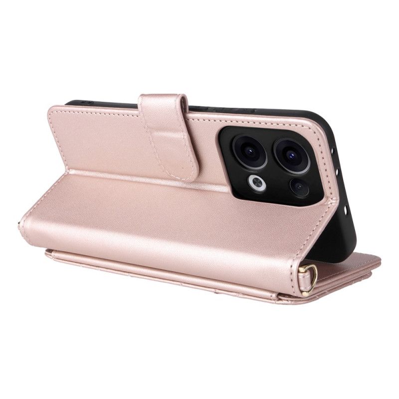 Etui Folio Oppo Reno 13 5g Retro Design Z Paskiem I Paskiem Na Ramię Etui Ochronne